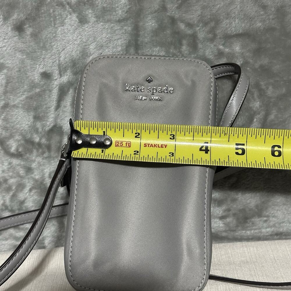 Kate Spade Kitt North South Crossbody Phone Bag In Nimbus Gray Nylon Jacquard - Picture 7 of 8